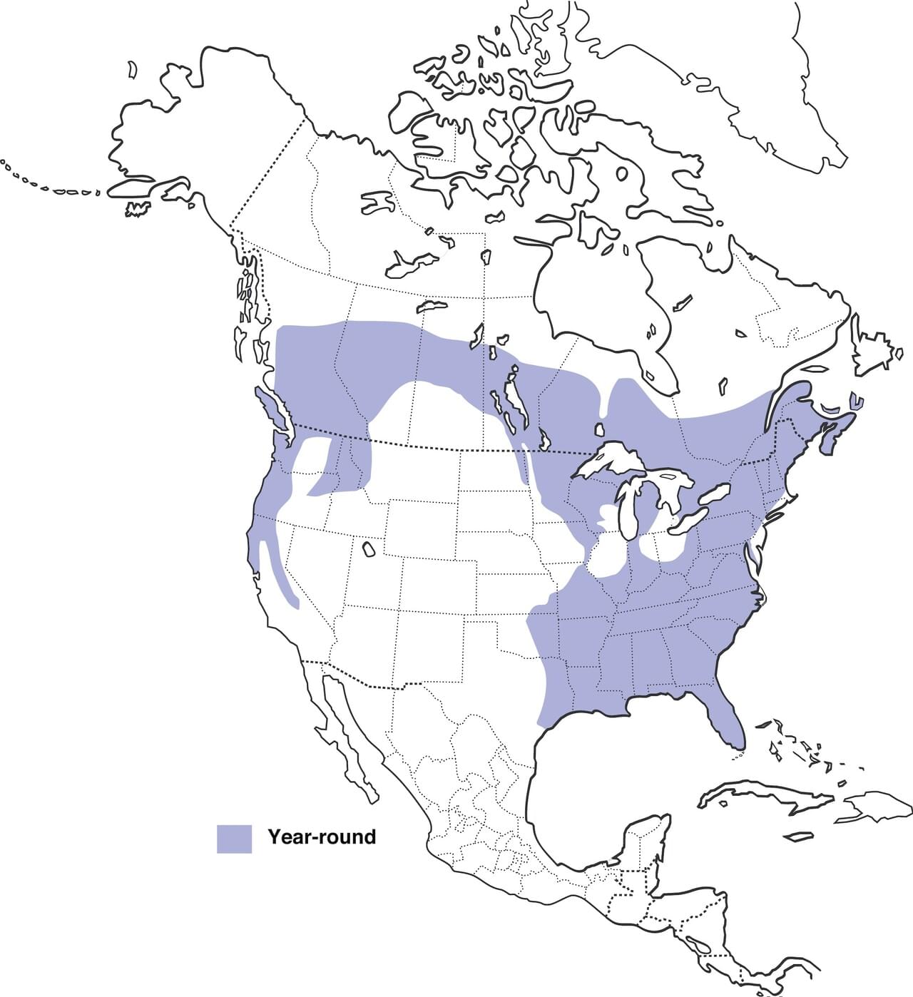 Pileated Woodpecker Range Map: Pileated Woodpecker Range Map: