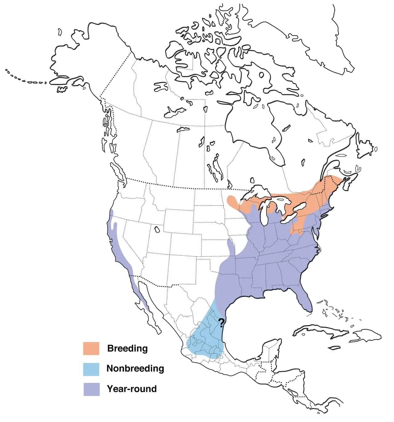 Red-shouldered Hawk Range Map: