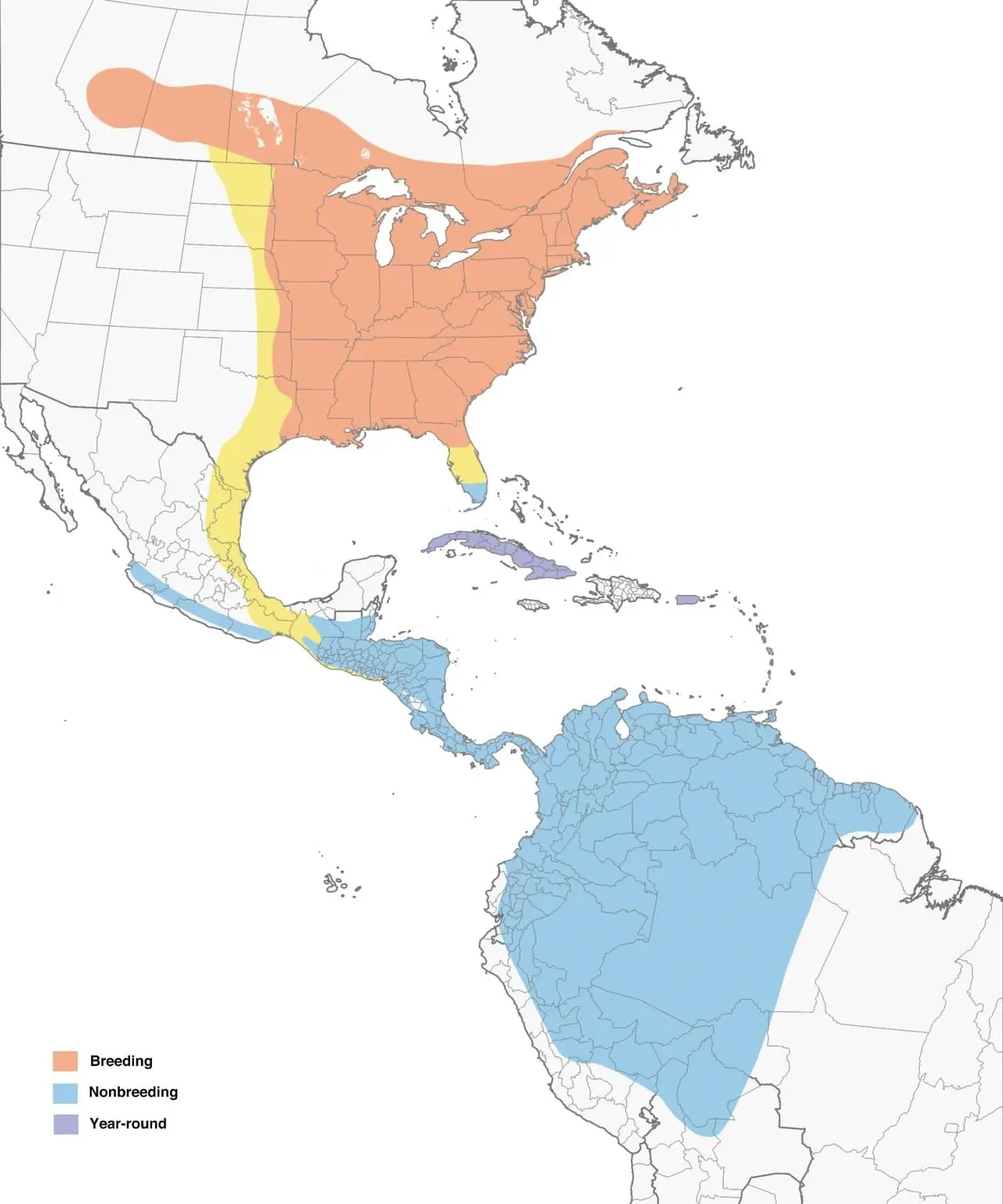 Broad-winged Hawk Range Map: